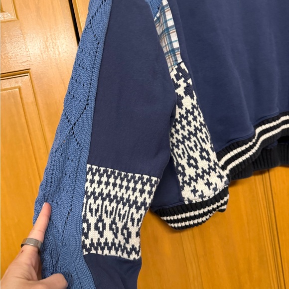 Pilcro Mixed Media pullover Navy and white sweatshirt - Picture 4 of 5